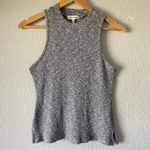 🚨Monteau Halter Sweater Tank Top Womens L Gray Sleeveless Slit Casual Minimalist